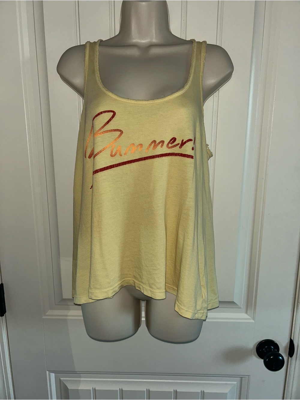 NWT Project Social T Pale Yellow 'Bummer' Graphic Tank Top Sz S